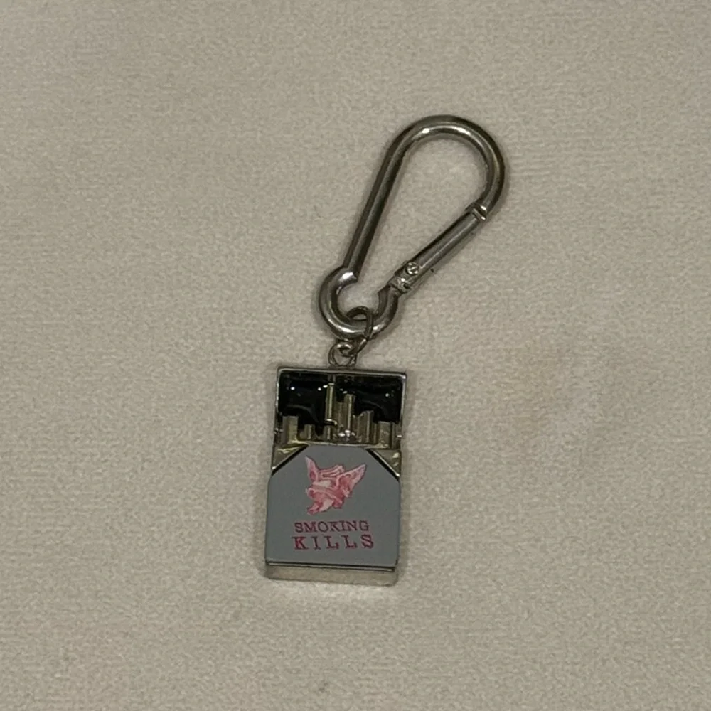 Urban Outfitters Silver and Pink Keychain